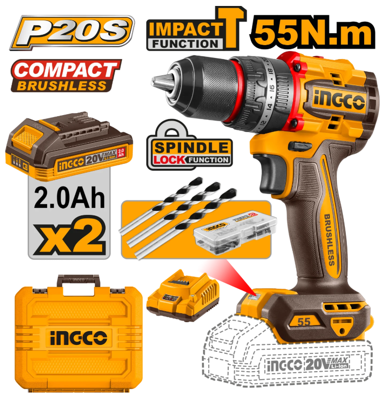 Compact Brushless Cordless Impact Drill CIDLI20558